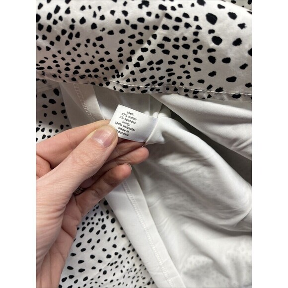 Lane Bryant Wrap Dress Women's Plus 24 Black White Polka Dot Cotton Spandex Midi - Picture 3 of 3